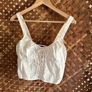 Victoria Secret NWT white jean corset lace front zip side Large